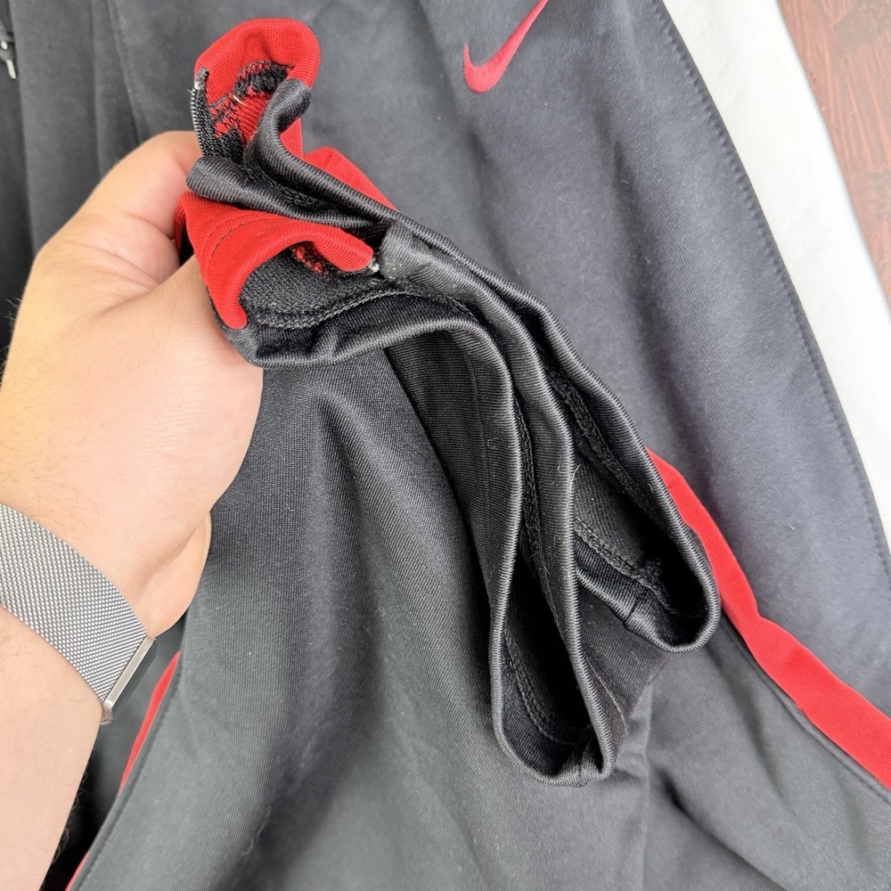 Nike Pants Swoosh Dri Fit Stretch Drawstring Zipped Ankle Black Red Men's Medium - Picture 5 of 11